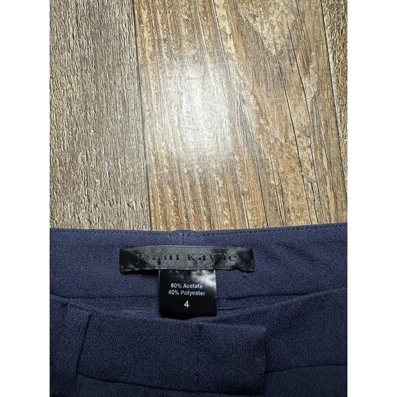 Jenni Kayne Cropped Flare Crepe Navy Pants Acetate Blend Lightweight Size 4 - Picture 3 of 6